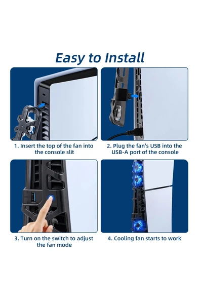 TP5-3538S PS5 Slim Disk PS5 Slim Dijital Uyumlu Hız Ayarlı RGB Arka Soğutucu Fan - Resim 6