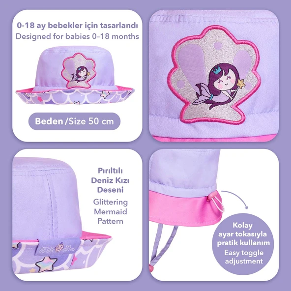 Milk&Moo Küçük Deniz Kızı Ayarlanabilir Bebek Yazlık Şapkası 0-18 Ay - 5