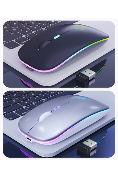 1600dpi Rgb Işıklı Şarjlı Oyuncu Gamer Kablosuz Mouse Fare - 8