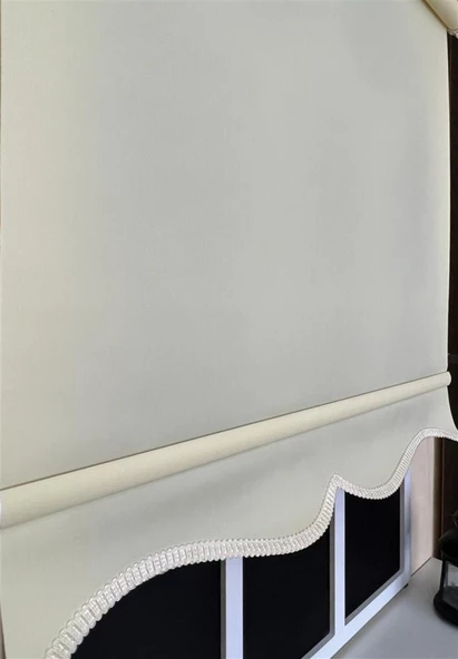 StorBurada Düz Krem Stor Perde Etek Dilimli STB--5302  Krem 180 x 260 - Resim 3