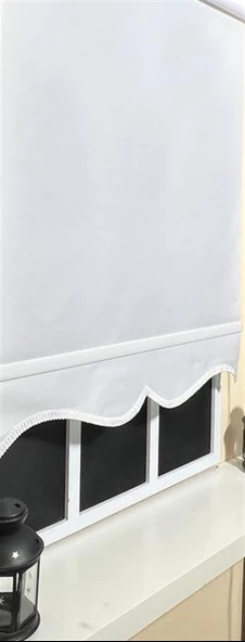 StorBurada Düz Beyaz Stor Perde Etek Dilimli STB--5300  Beyaz 150 x 260 - Resim 2