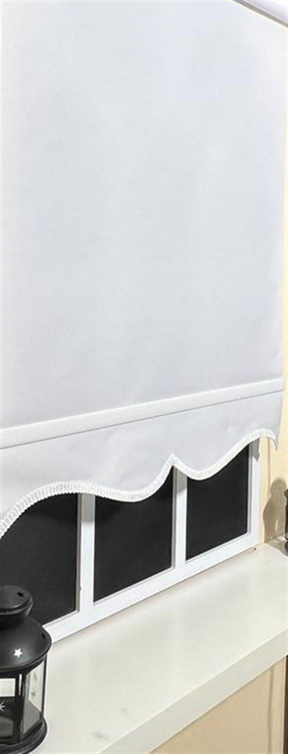 Düz Beyaz Stor Perde Etek Dilimli STB--5300  Beyaz 140 x 200