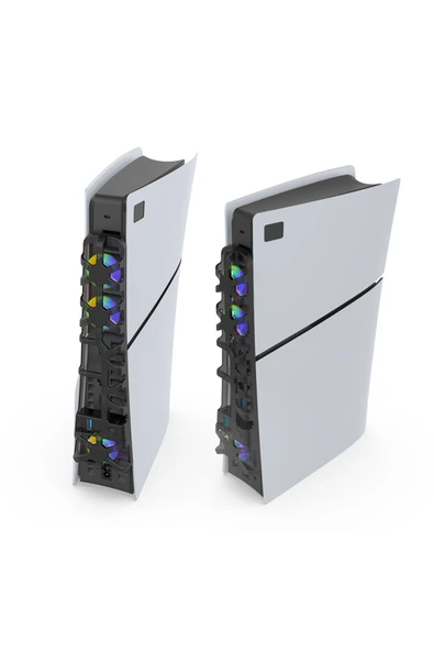 TP5-3538S PS5 Slim Disk PS5 Slim Dijital Uyumlu Hız Ayarlı RGB Arka Soğutucu Fan - Resim 2