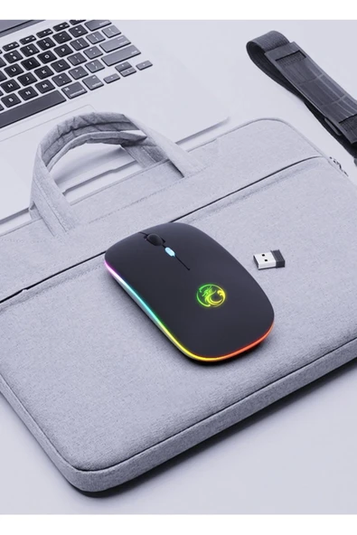 1600dpi Rgb Işıklı Şarjlı Oyuncu Gamer Kablosuz Mouse Fare - 7