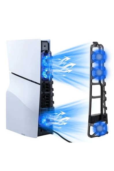 TP5-3538S PS5 Slim Disk PS5 Slim Dijital Uyumlu Hız Ayarlı RGB Arka Soğutucu Fan - Resim 4