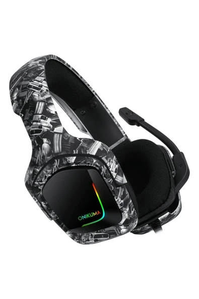 K20 Rgb Işıklı Kamuflaj Grey Pro Gaming Kulaklık Pc/tel/ps4 - 2