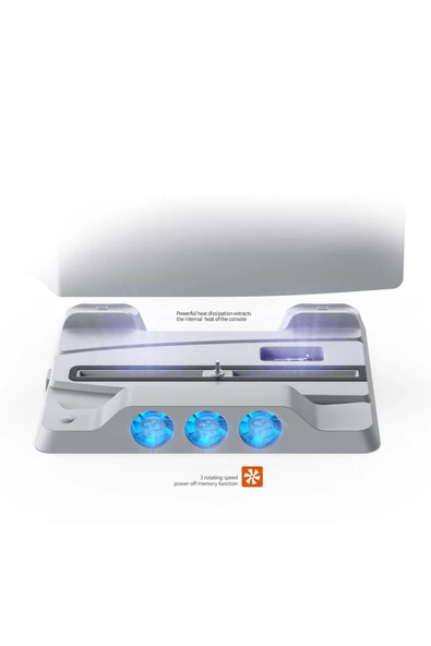 Playstation 5 Çok Amaçlı Şarj Istasyonlu 3 Fanlı Soğutucu Stand - Resim 4
