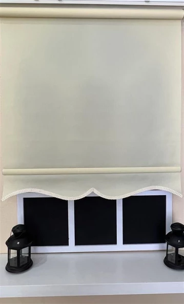 StorBurada Düz Krem Stor Perde Etek Dilimli STB--5302  Krem 180 x 260 - Resim 2