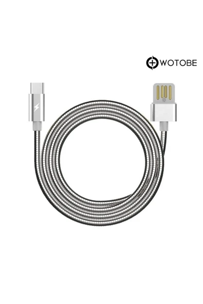 Usb Type-c Çelik Spiralli Şarj Data Kablosu - Resim 2