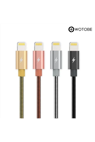 Apple Lightning Çelik Spiral Şarj Data Kablosu - Resim 2