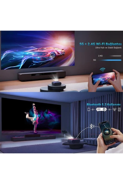 Vega III Android Projeksiyon Cihaz Full HD 1920×1080 4K Desteği 400 ANSI Lümen Wifi Bluetooth Uyumlu - 5