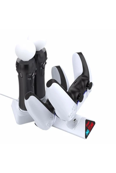 Playstation 5 Dualsense Şarj Istasyonu + Move Şarj 4'ü 1 Arada Ps5 Şarj Istasyonu Standı - Resim 5