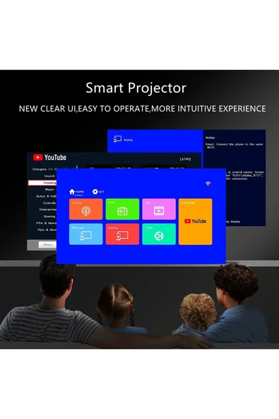 T5 1080p 4K Full HD Wifi USB/AV/HDMI/SCREENCAST Uyumlu Taşınabilir Projektör - 4