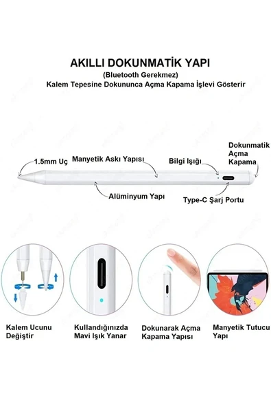 2gen Ipad Kalem Ios Çizim Stylus Dokunmatik Ekran Tablet Kalem Aktif Yüksek Hassasiyetli - 5