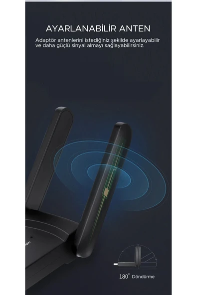 2.4/5 Uyumlu  GHz Kablosuz USB 3.0/2.0/1.1 Mac Windows Linux Uyumlu 1300Mbps Wi-Fi Adaptörü - 5