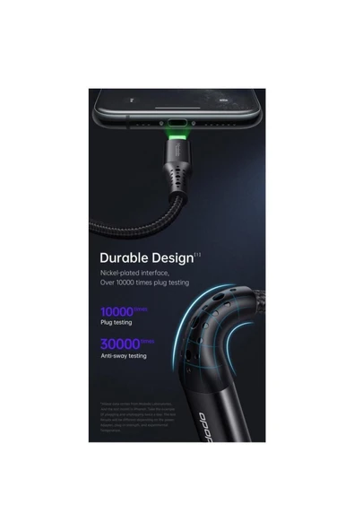 Ca-7360 Type-c Lightining 36w Data Şarj Kablosu 1.2m Siyah - Resim 3