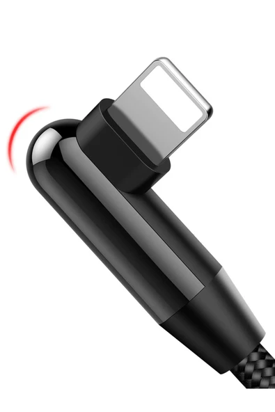 Apple Lightning 90 Derece Led Işık Gamer Şarj Ve Data Kablo - Resim 5