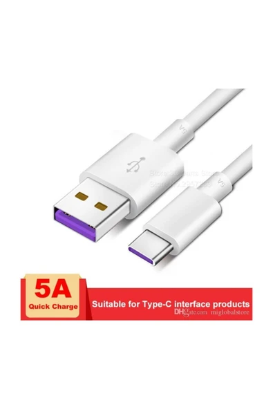 Ap-71 5a. Uyumlu Type- C Usb /data Şarj Kablosu -beyaz Mor Kablo 5A uyumlu - Resim 7