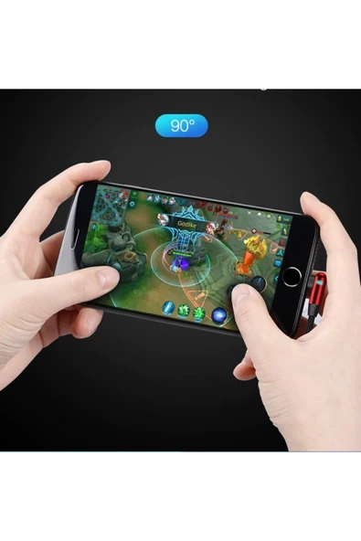 Apple Lightning 90 Derece Led Işık Gamer Şarj Ve Data Kablo - Resim 8