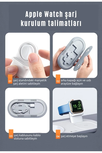 Apple Watch  Iphone  Kablosuz Şarj Kiti - Resim 3