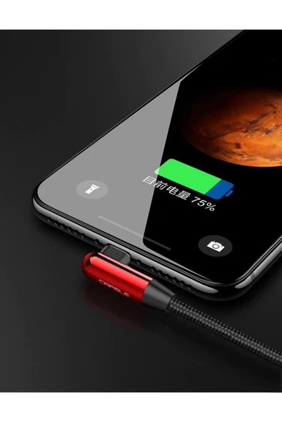 Apple Lightning 90 Derece Led Işık Gamer Şarj Ve Data Kablo - Resim 7