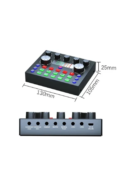 LGT240 Filtreli Condenser Mikrofon V8S Live Plus Ses Kartı ve Standlı Set - 4