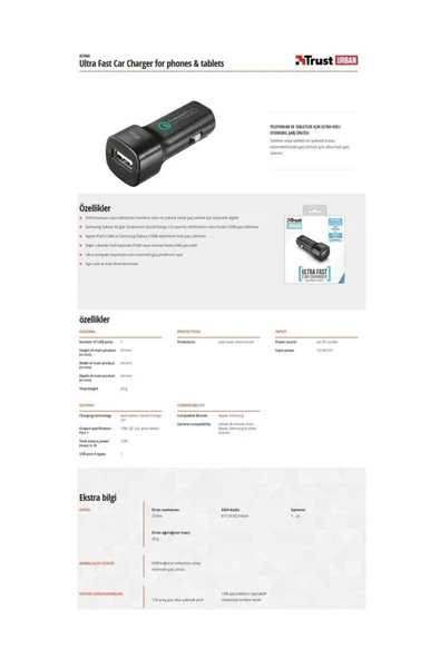 21064 Telefon ve Tablet için Ultra Hızlı Araba Şarj Cihazı - Resim 6