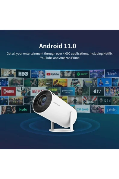 180 Derece Ayarlanabilir Taşınabilir Kablosuz 2.4G 5G WiFi Ultra HD Taşınabilir Projektör - 6