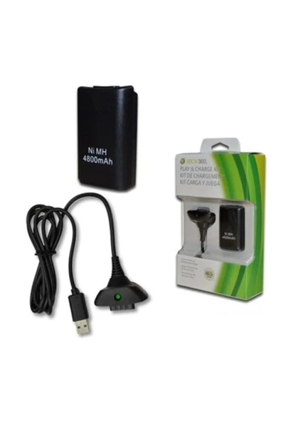 Xbox 360 Uyumlu Joystick Kol Şarj Kiti Batarja Usb Kablosu Ile Birlikte