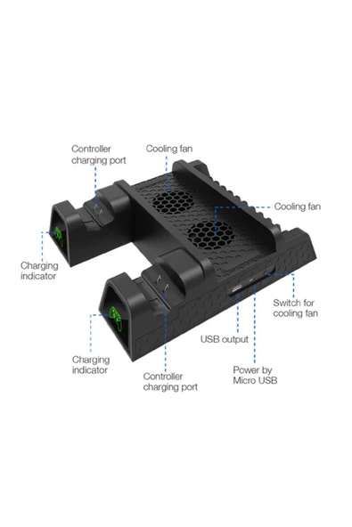 Xbox One S/x Çok Fonksiyonlu Soğutma Standı Led Göstergeli Fanlı Şarj Stand - Resim 2