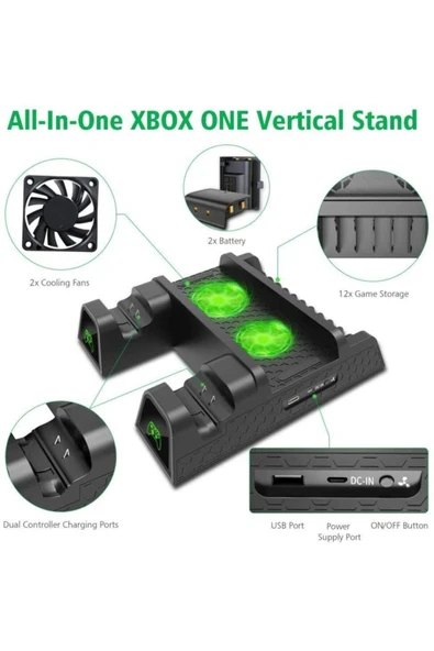 Xbox One Stand Fanlı Şarj Göstergeli Bataryalı Dock Xbox One X S - Resim 2