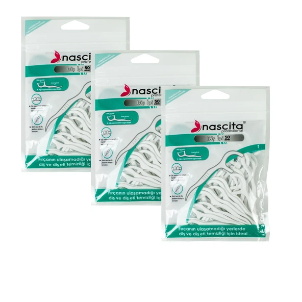 Nascita Kürdanlı Diş Ipi 3 X 50'Li Poşet Nane Aromalı