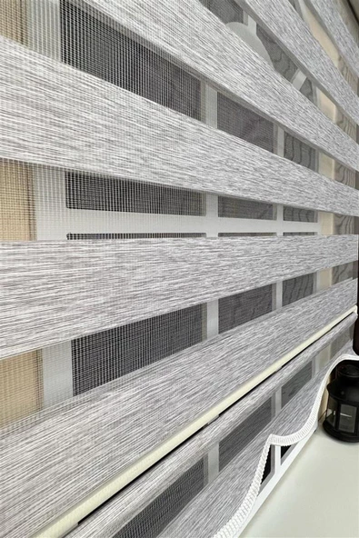 StorBurada Bambu Gri Zebra Stor Perde Alüminyum Kasalı Z-STB400V04  Gri 100 x 200 - Resim 3