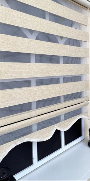 StorBurada Zebra Stor Perde Sütlü Kahve Etek Dilimli Z-STB400V03  Sütlü Kahve 190 x 200 ürün görseli 1