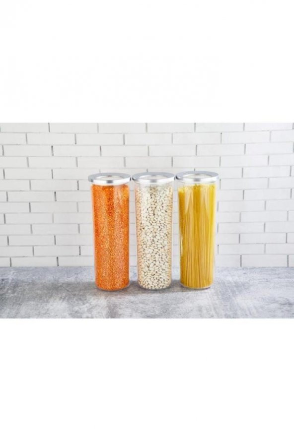 Vip Ahmet Yuvarlak Lüks Saklama Kabı Krom Kapak 3x1250ML VP-196 ürün görseli