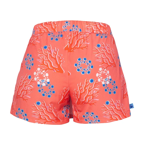 Anemoss Mercan Kadın Şort Etek – Lastikli Bel, Bağcıklı, Pembe Desenli Yazlık Skort - 5