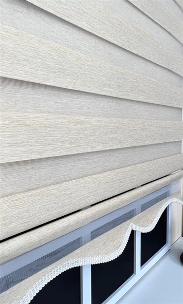 StorBurada Zebra Stor Perde Sütlü Kahve Etek Dilimli Z-STB400V03  Sütlü Kahve 200 x 200 - Resim 6