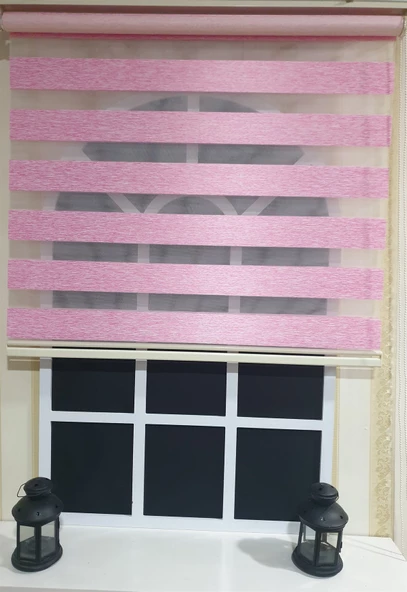 Lux Bambu Stor Zebra Perde Fuşya Pembe Etek Dilimli  STB 400 V16  Pembe 60 x 200 - Resim 3