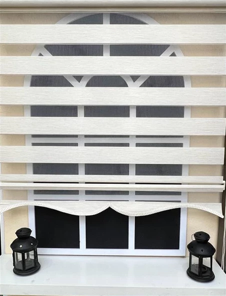 StorBurada Zebra Stor Perde Krem Etek Dilimli Z-STB400V12  Krem 60 x 200 - Resim 2