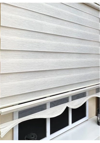 StorBurada Zebra Stor Perde Krem Etek Dilimli Z-STB400V12  Krem 70 x 200 - Resim 4