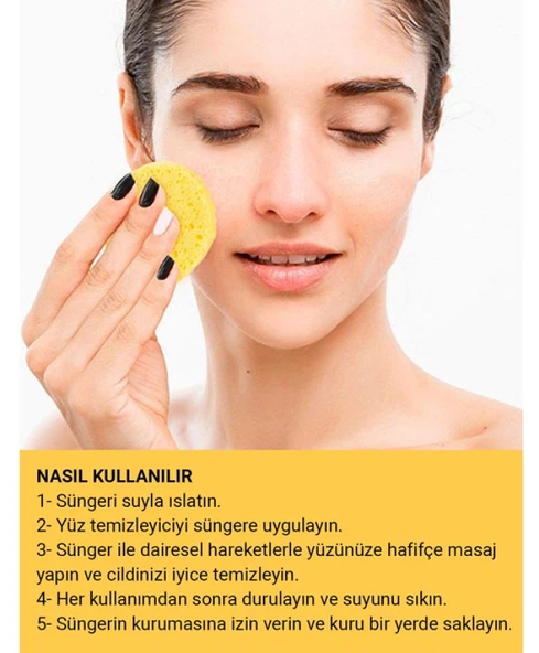 Croc 2005 Doğal Yüz ve Makyaj Temizleme Süngeri 6lı Oval - 4