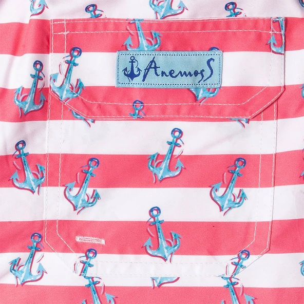 Anemoss Çapa Üç Cepli İçi Fileli Bel Lastik ve Bağlama İpli Erkek Deniz Şortu - 2