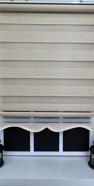 StorBurada Zebra Stor Perde Sütlü Kahve Etek Dilimli Z-STB400V03  Sütlü Kahve 190 x 260 - Resim 5