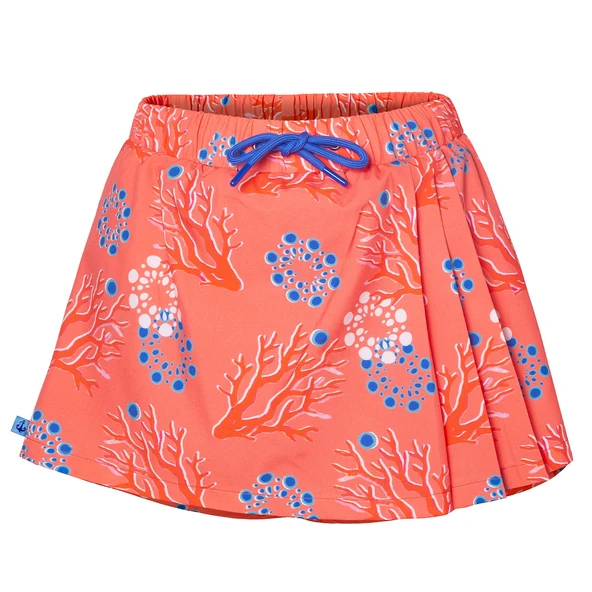 Anemoss Mercan Kadın Şort Etek – Lastikli Bel, Bağcıklı, Pembe Desenli Yazlık Skort
