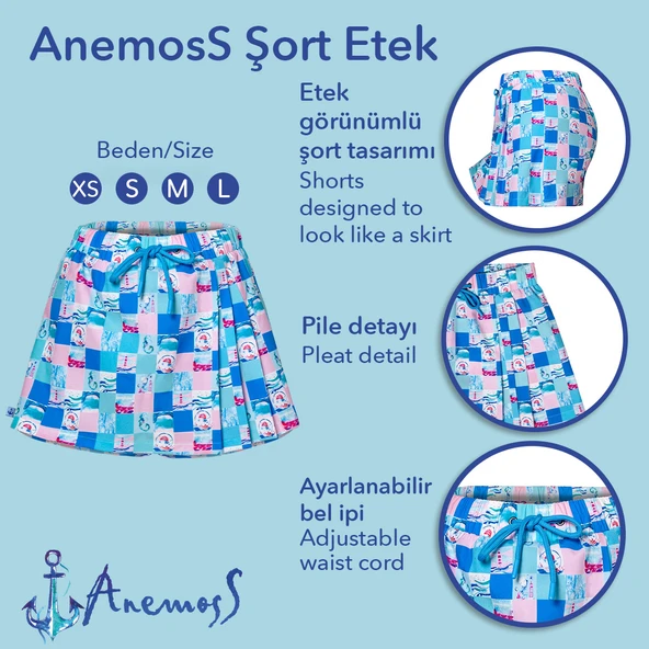 Anemoss Harmoni Kadın Şort Etek – Lastikli Bel, Bağcıklı ve Esnek Kumaşlı Yazlık Skort - 6