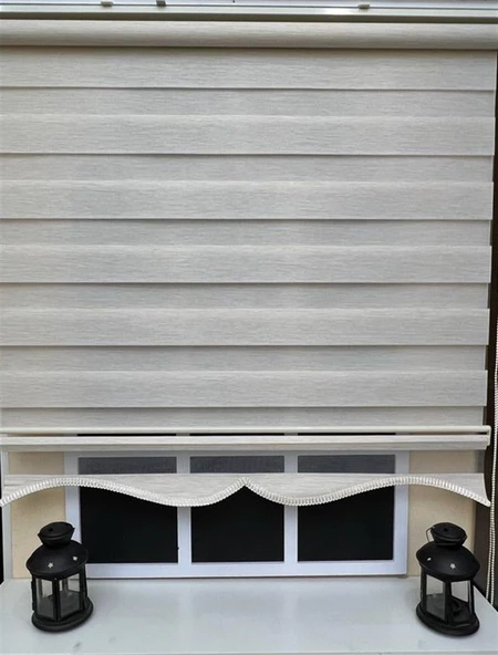 StorBurada Zebra Stor Perde Krem Etek Dilimli Z-STB400V12  Krem 60 x 200 - Resim 5