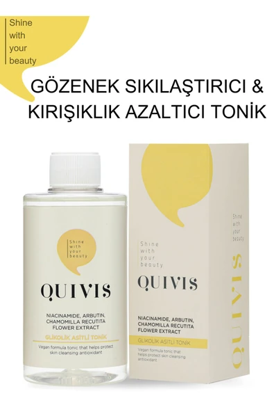 Quivis Gözenek Sıkılaştırıcı ve Aydınlatıcı Etkili Kırışıklık Karşıtı Beyazlatıcı GlikolikAsit Tonik 200 ML