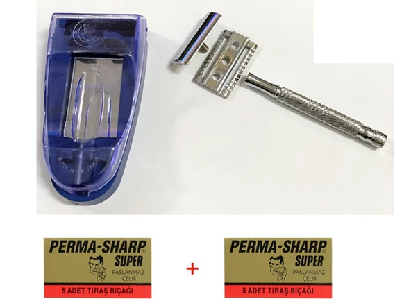 Rapid Kromlu Paslanmaz Tıraş Makinesi + 10 Adet Perma-Sharp Jilet Hediyeli - Resim 2
