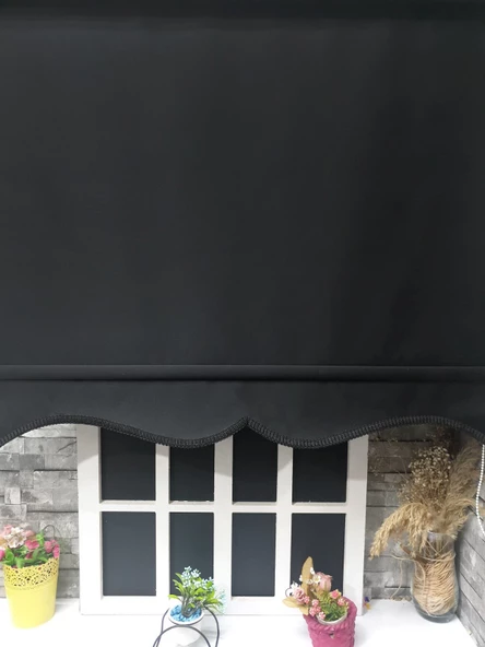 StorBurada Siyah Stor Perde Etek Dilimli STB-5322  Siyah 70 x 200 - Resim 3
