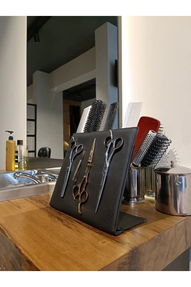 Croc St01 Siyah Mıknatıslı Makas Tutucu Kuaför Tarak Makas Standı - 1